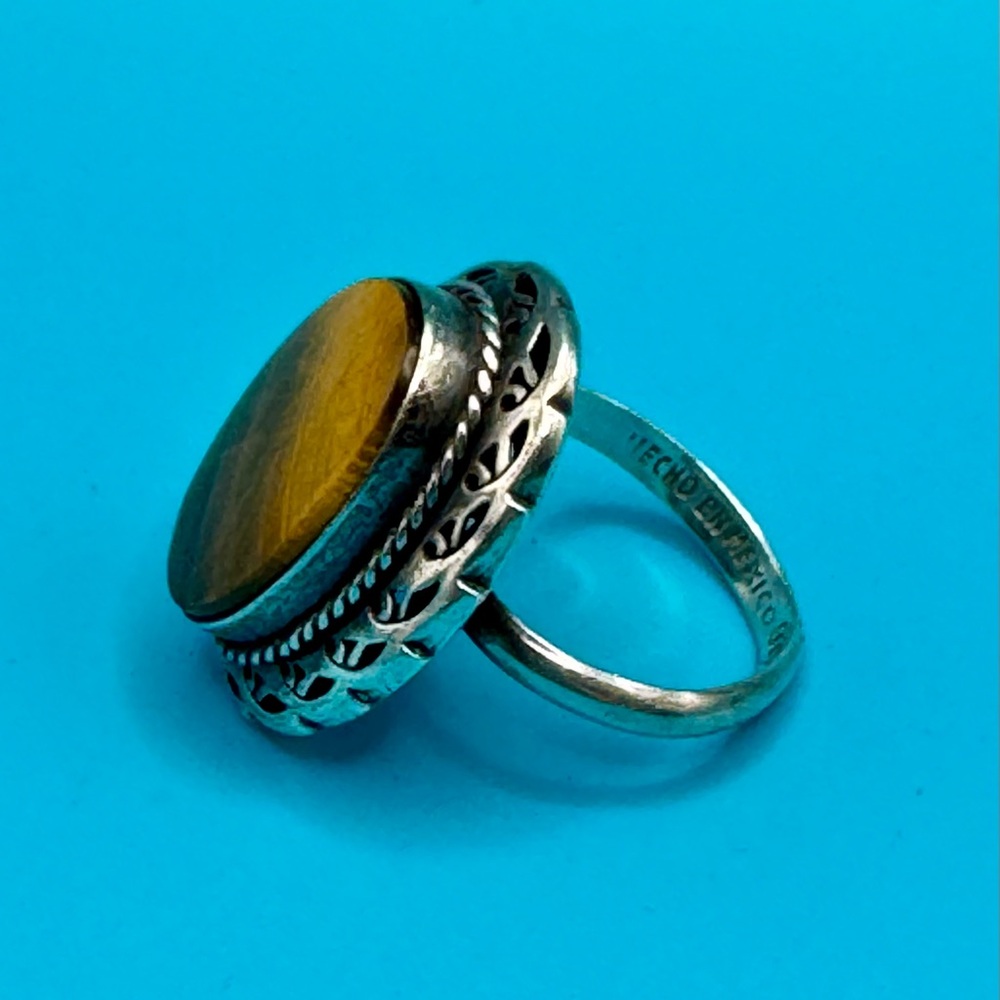Hecho En Mexico Sterling Silver Tiger Eye Ring
